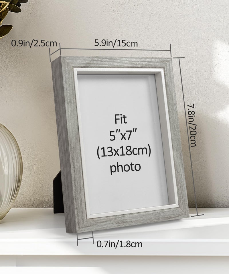 Afuly مجموعة إطارات صور Afuly 5x7 من 2، إطار صور حديث لعرض صور بحجم 5x7 بوصة، إطارات صور بتصميم خشبي عميق للديكور المنزلي والهدايا بمناسبة الذكرى السنوية أو عيد الميلاد - Image 4